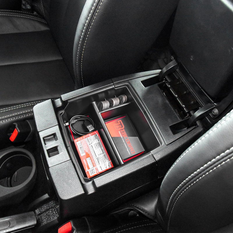 TACOBRO Center Console Organizer Tray for Jeep Wrangler JK and JKU 2011-2018 Accessories, Unlimited and 2 door, including Rubicon, Sport, Sahara Storage Box Insert Tray,NOT for 2018 JL/JLU, Red Trim - Image 3